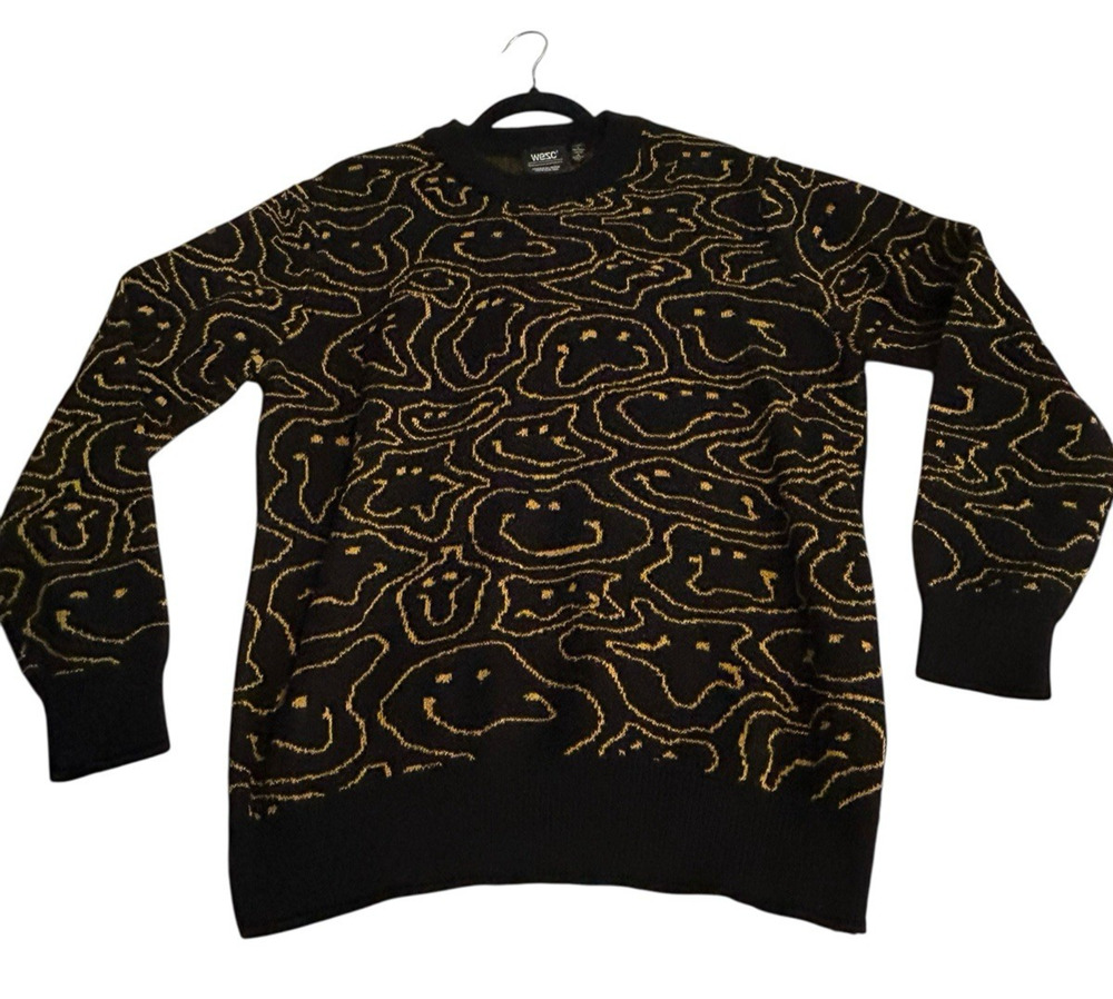 Unisex “WESC" blk/gold long sleeves, long pullover sweater Men-L W-XL Quality!
